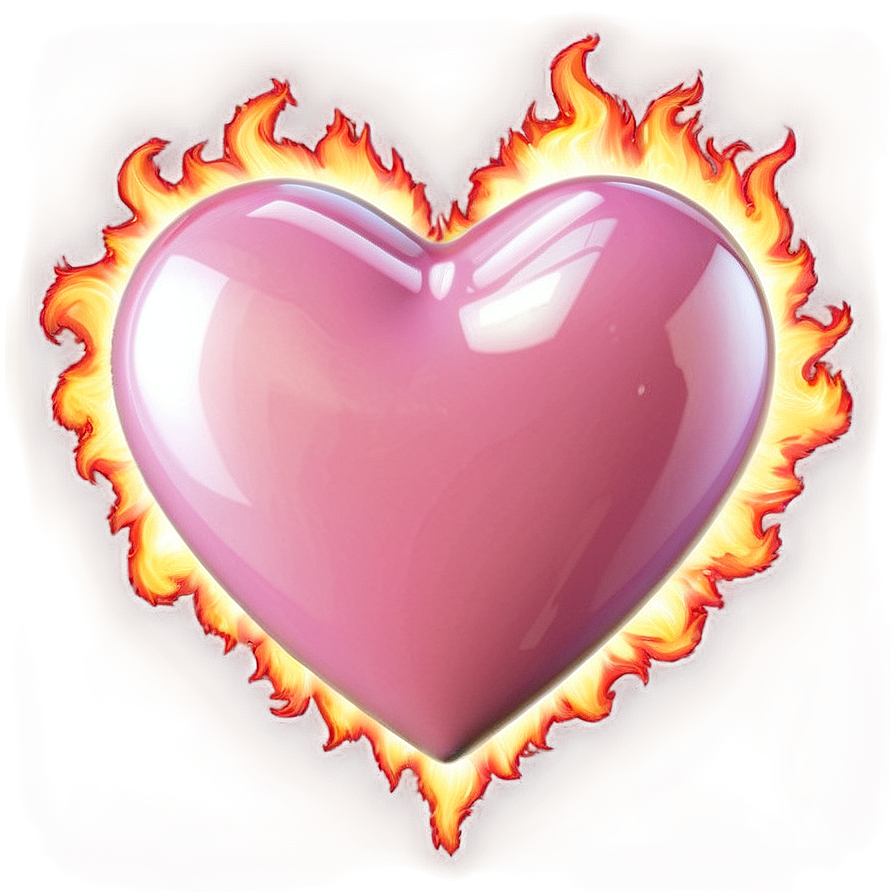 Pink Heart On Fire Png Qih PNG Image