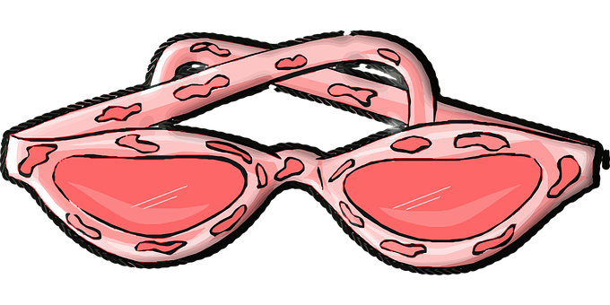 Pink Heart Pattern Sunglasses PNG Image