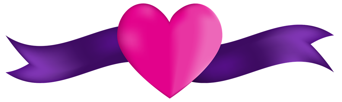 Pink Heart Purple Banner Graphic PNG Image