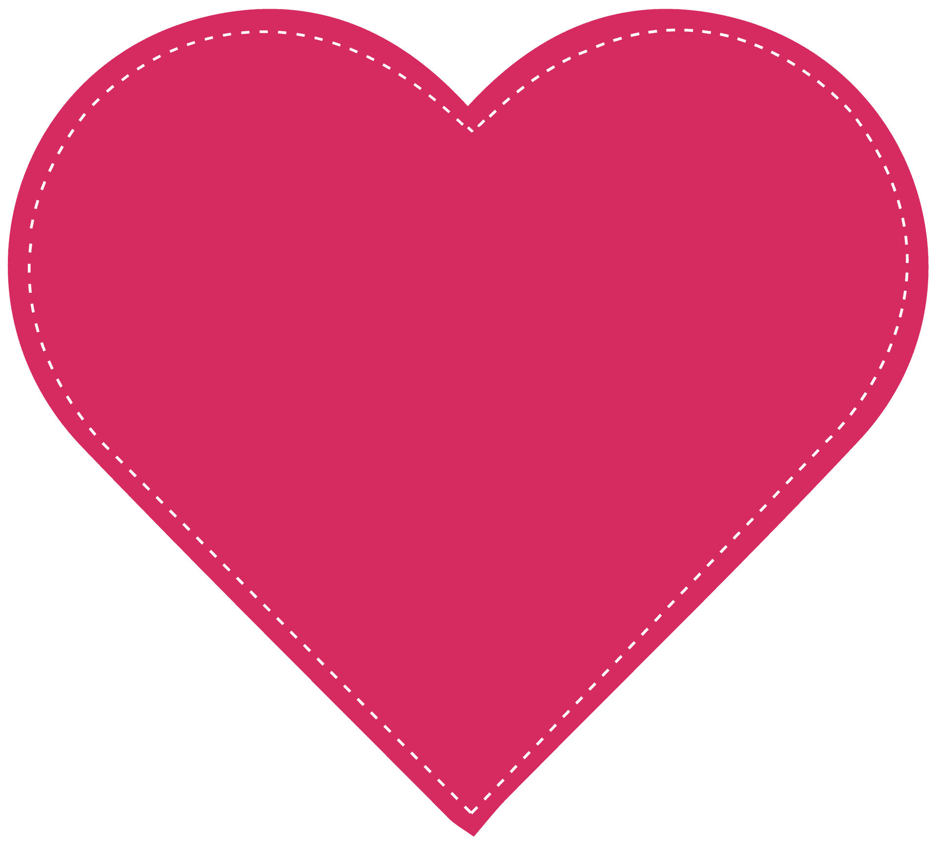 Pink Heart Stitched Outline PNG Image