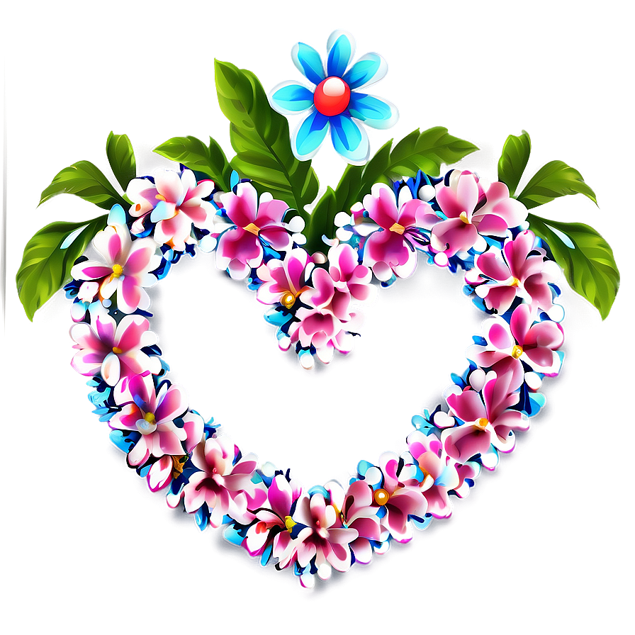 Pink Heart With Flowers Png Tru12 PNG Image