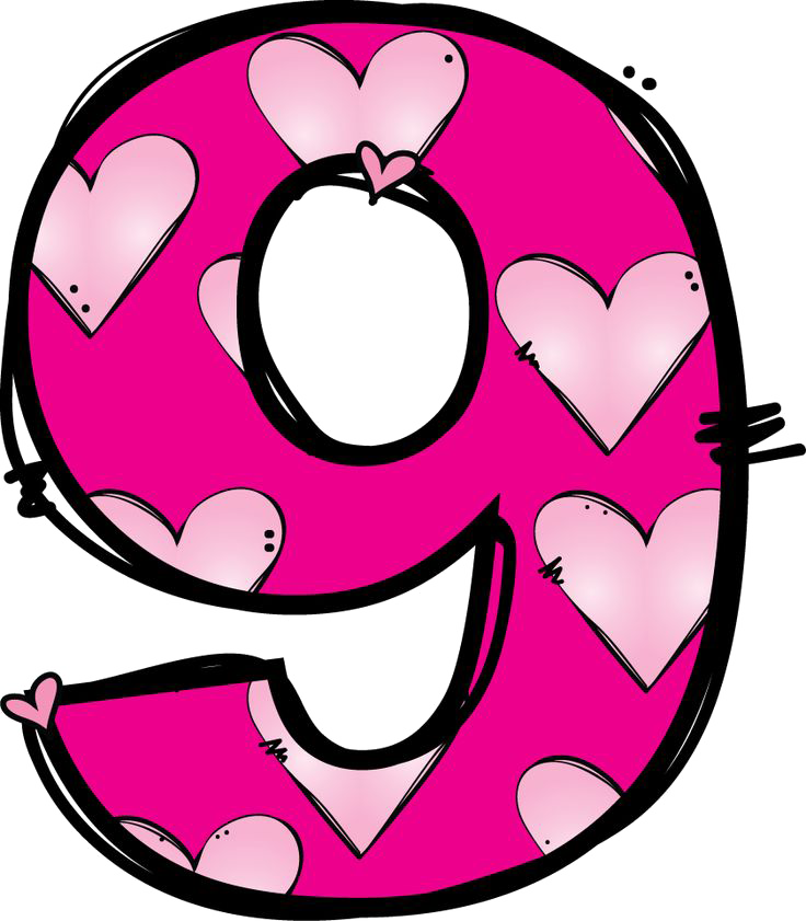 Pink Hearts Number9 PNG Image