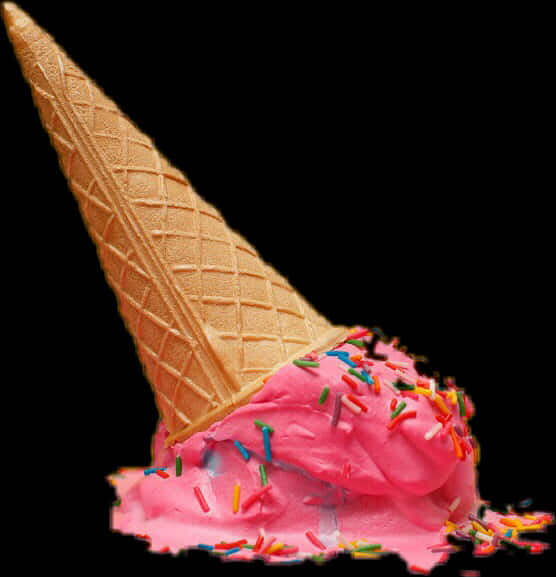 Pink Ice Cream Cone Clipart PNG Image