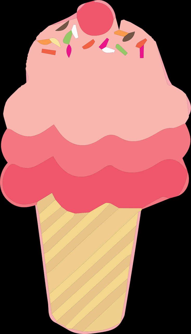 Pink Ice Cream Cone Clipart PNG Image