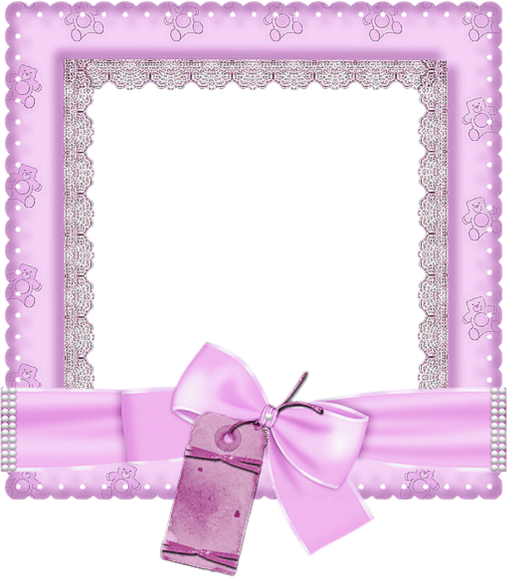 Pink Lace Framewith Bow PNG Image