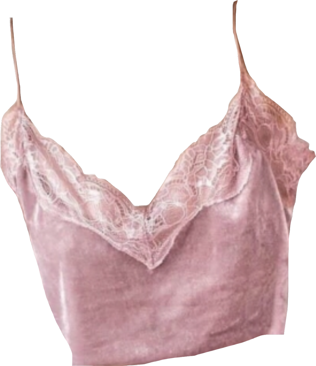 Pink Lace Trimmed Satin Crop Top PNG Image