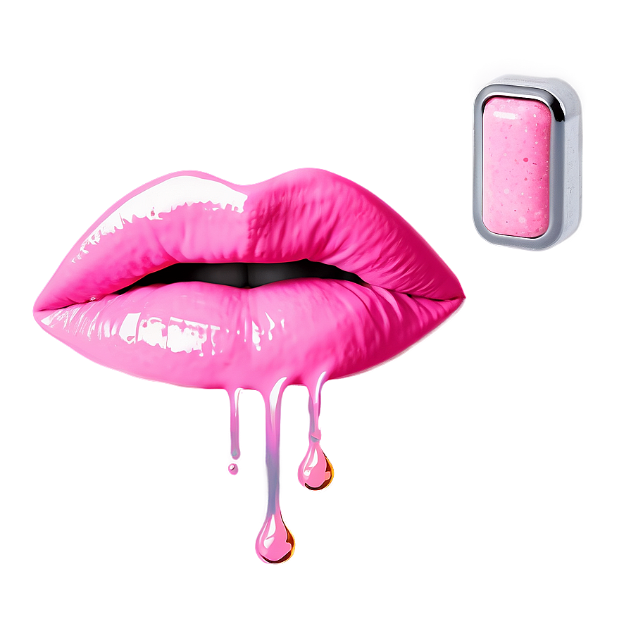 Pink Lips With Drip Png Ohe PNG Image