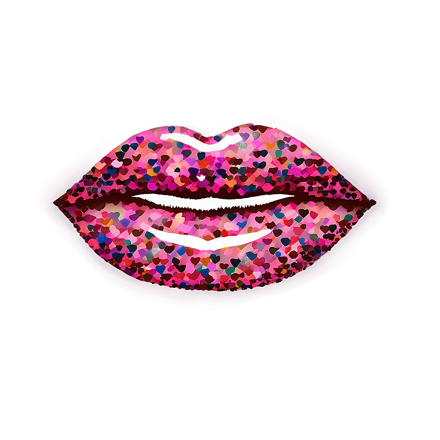 Pink Lips With Rainbow Glitter Png Btd41 PNG Image