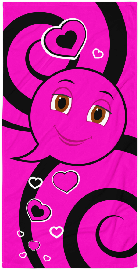 Pink Love Worm Character Towel PNG Image