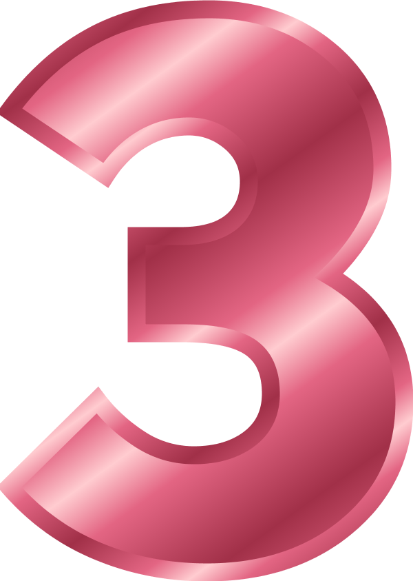 Pink Metallic Number Three PNG Image