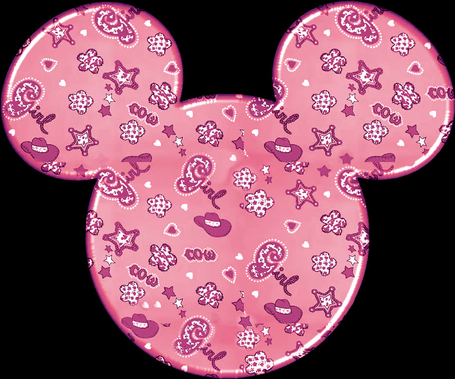 Pink Mickey Mouse Head Pattern PNG Image