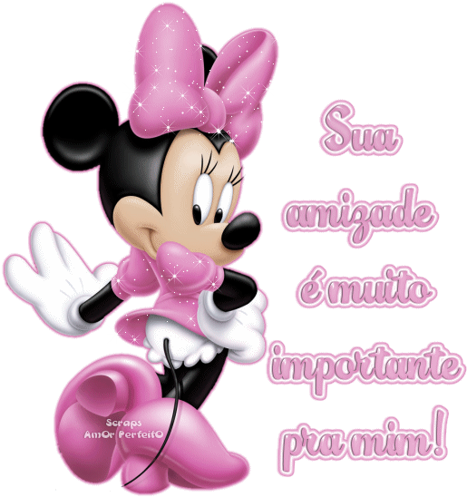 Pink Minnie Mouse Friendship Message PNG Image