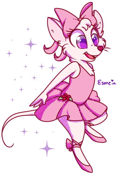 Pink Mouse Ballerina Cartoon PNG Image