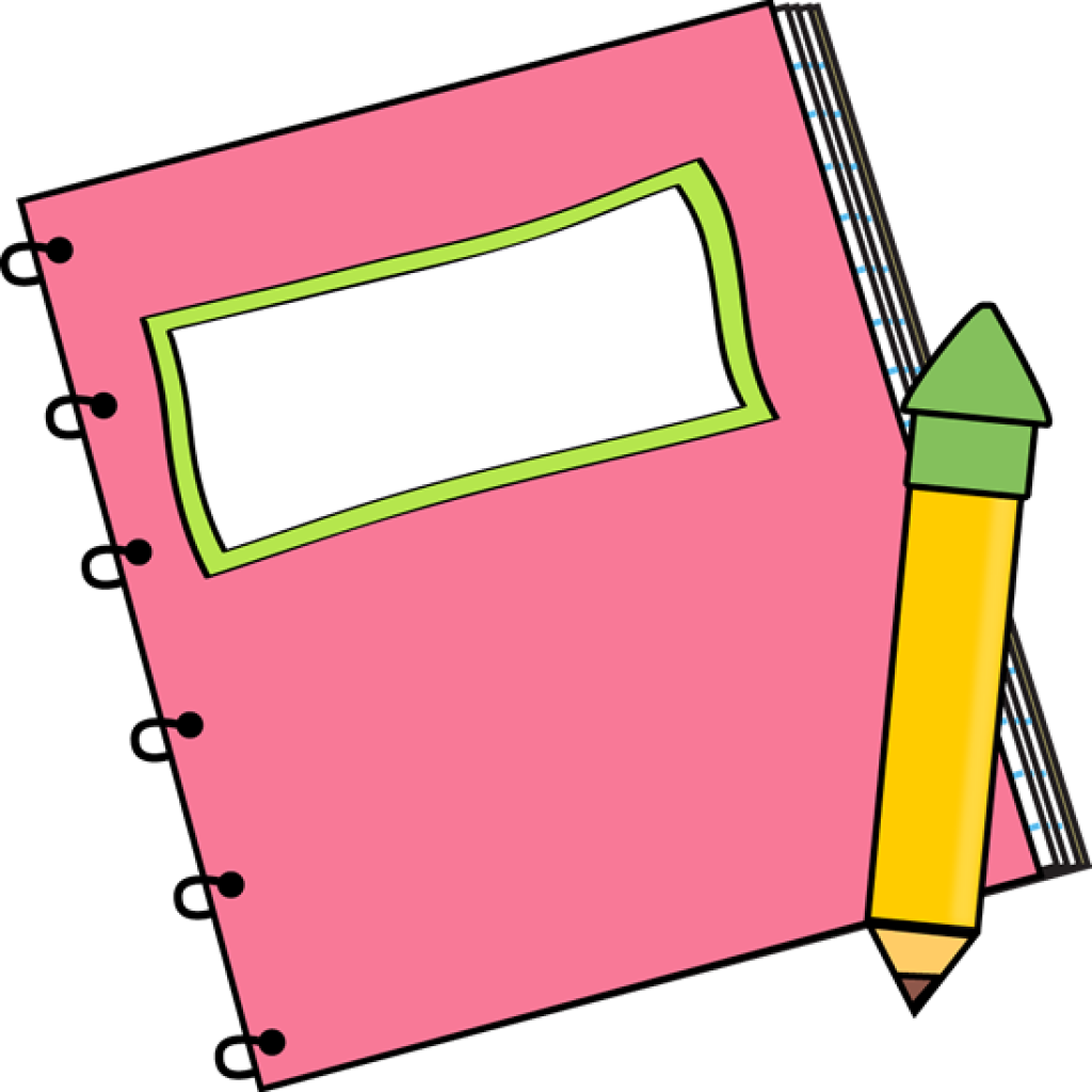 Pink Notebook Paperand Pencil PNG Image