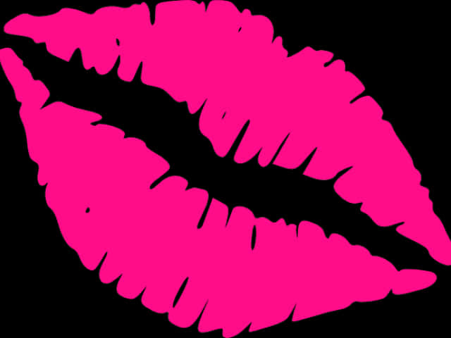 Pink Outlined Lips Graphic PNG Image