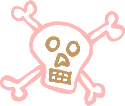 Pink Outlined Skulland Crossbones PNG Image