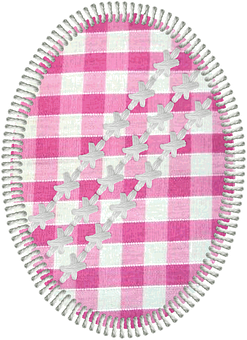 Pink Plaid Easter Eggwith Bunny Shapes PNG Image