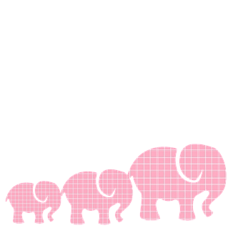 Pink Plaid Elephant Family PNG Image