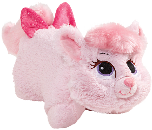 Pink Plush Cat Toywith Bow PNG Image