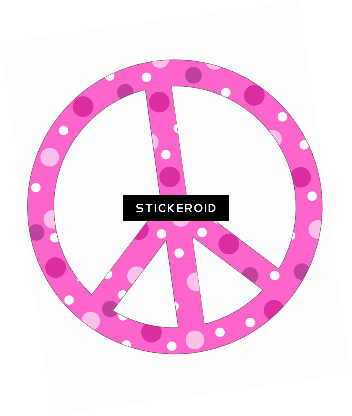 Pink Polka Dot Peace Symbol PNG Image