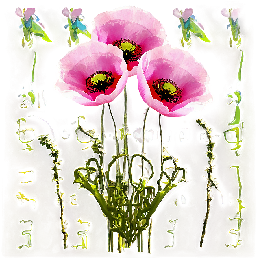 Pink Poppies Field Png Qyu96 PNG Image