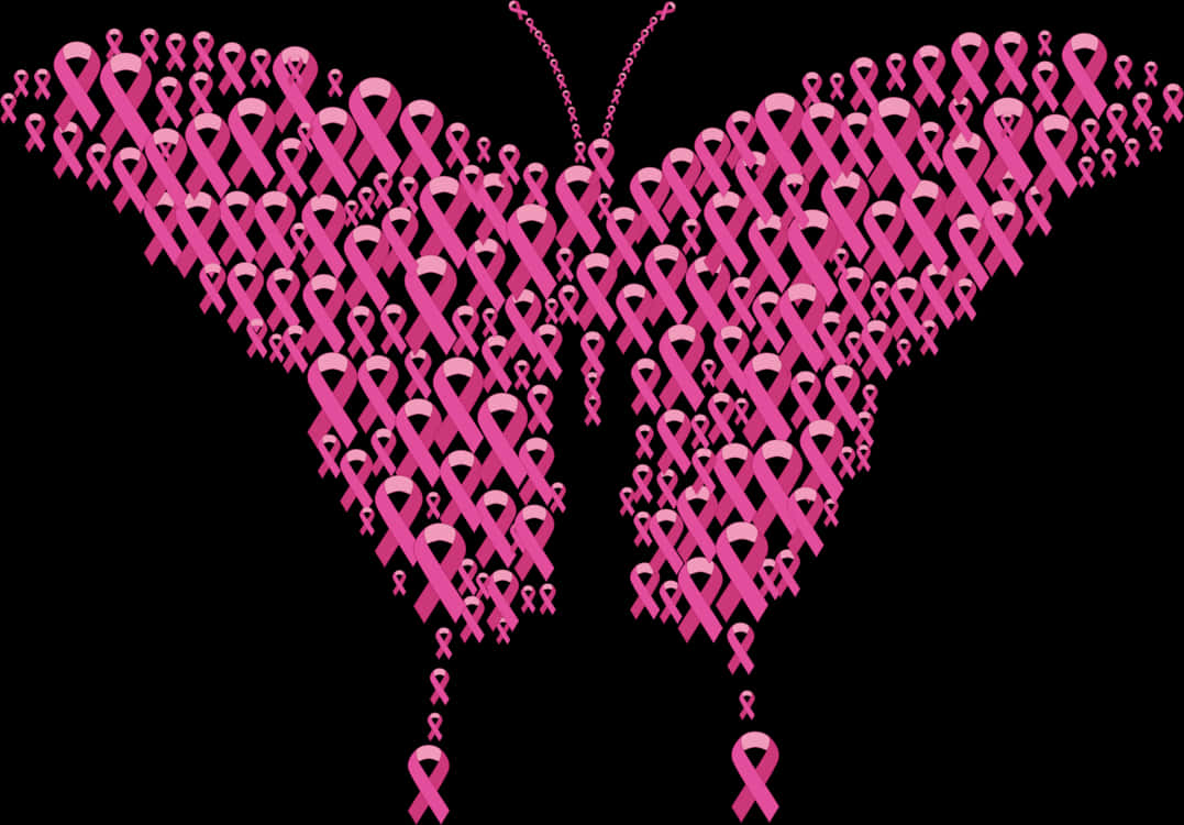 Pink Ribbon Butterfly Awareness PNG Image