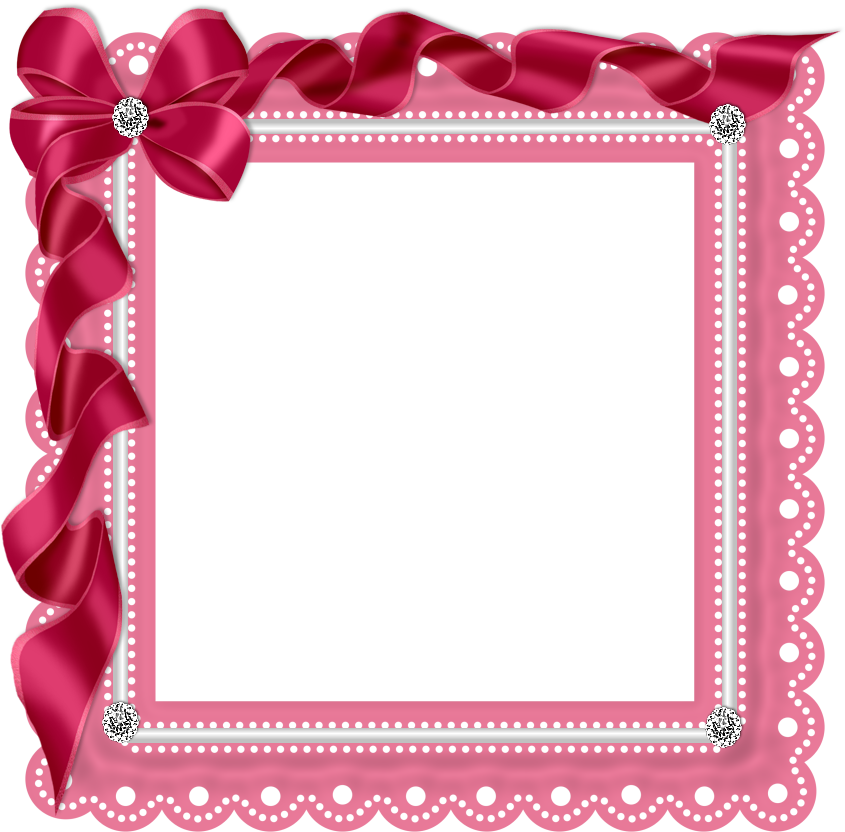 Pink Ribbon Decorative Frame PNG Image