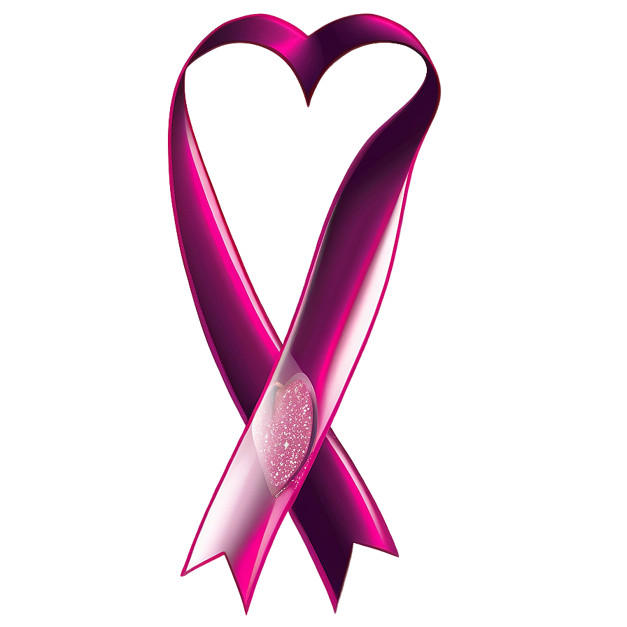 Pink Ribbon With Heart Png Ios56 PNG Image