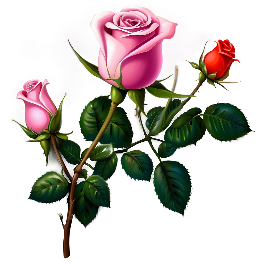 Pink Rose Art Png Mcs PNG Image