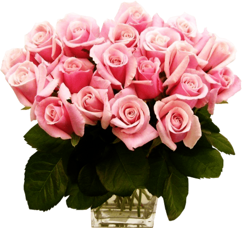 Pink Rose Bouquet Birthday Flowers PNG Image