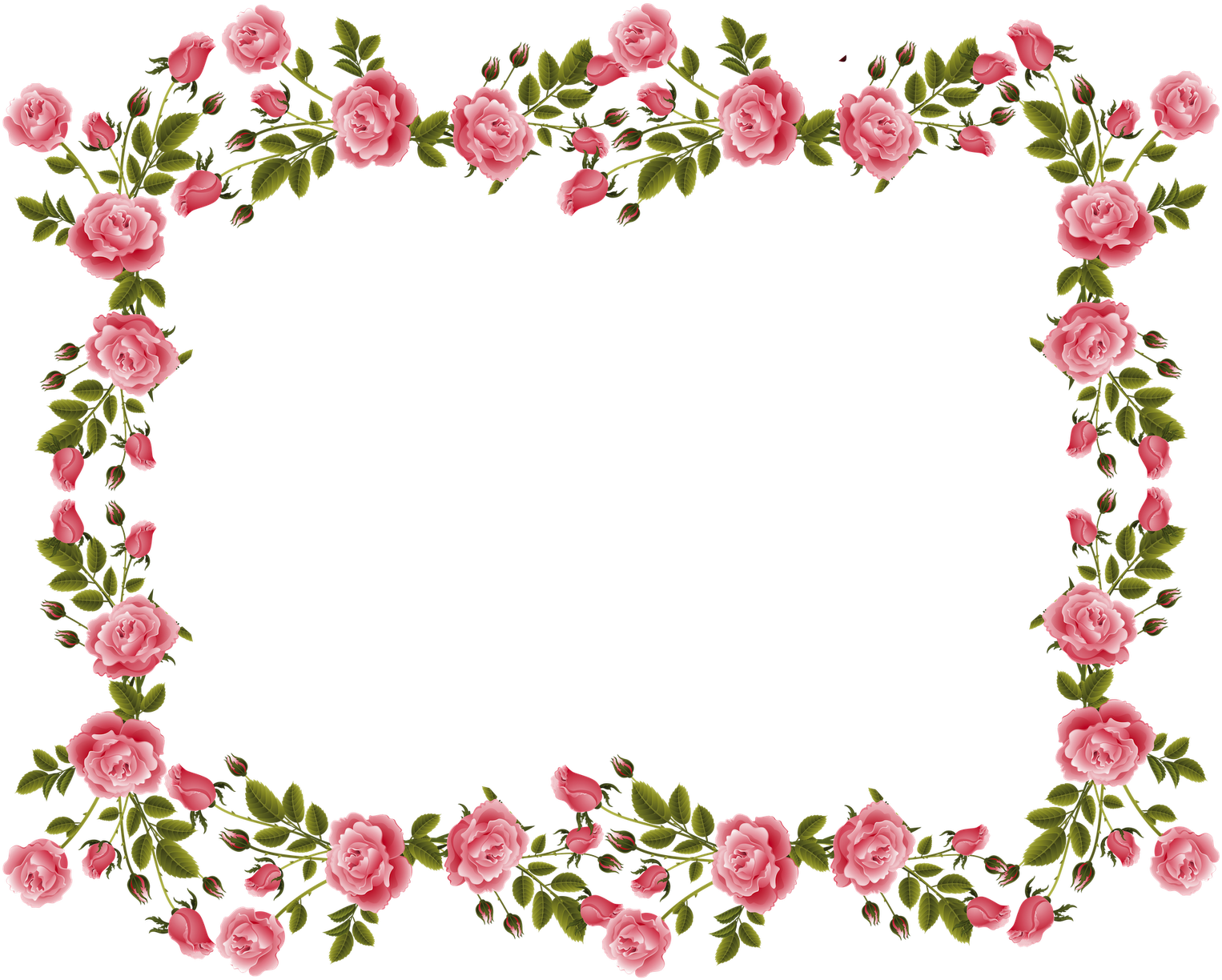 Pink Rose Floral Border Design PNG Image