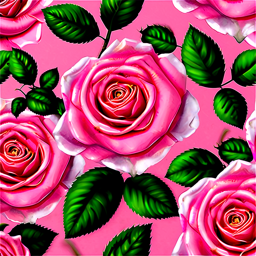 Pink Rose Pattern Png Qff PNG Image