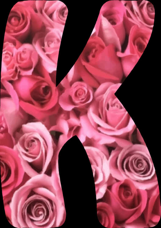 Pink Roses Letter K Design PNG Image