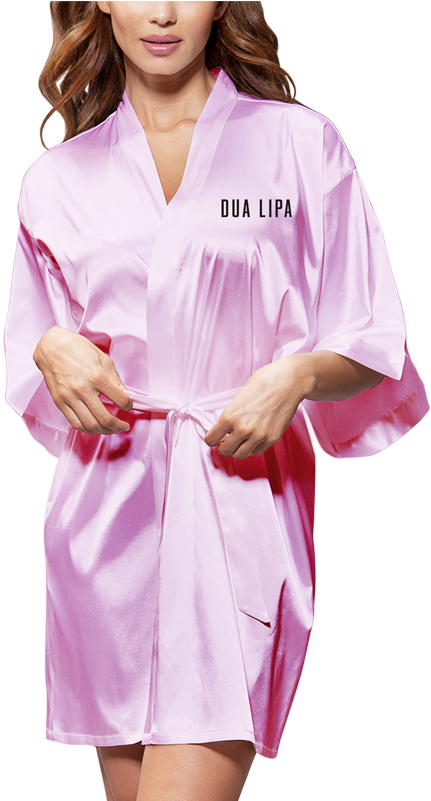 Pink Satin Kimono Robe PNG Image