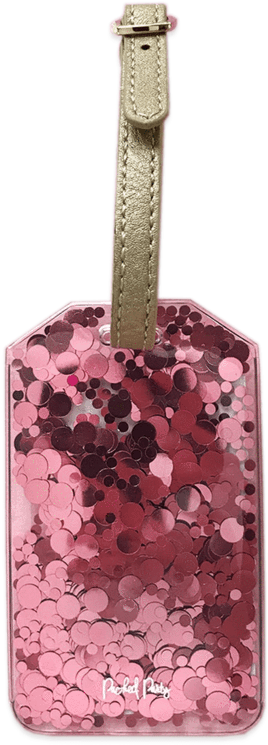 Pink Sequin Luggage Tag PNG Image