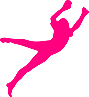 Pink Silhouette Dancer Jumping PNG Image