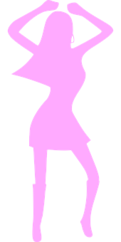 Pink Silhouette Dancing Woman PNG Image