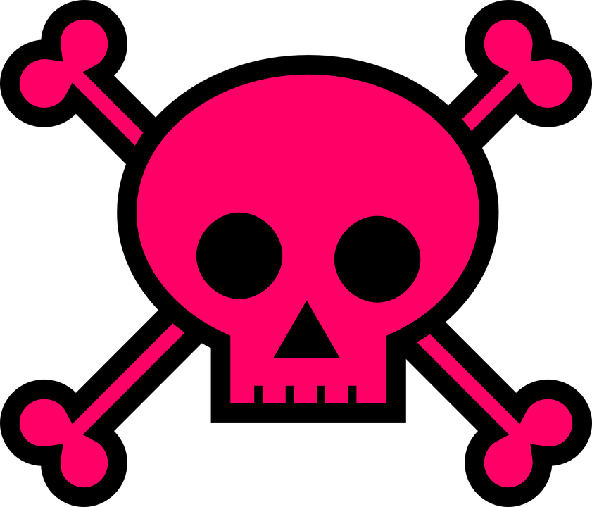 Pink Skulland Crossbones Icon PNG Image