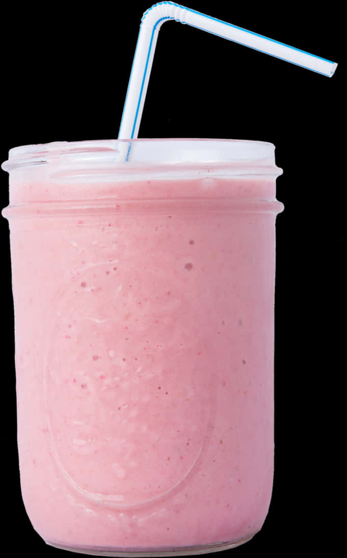 Pink Smoothiein Clear Cupwith Straw PNG Image