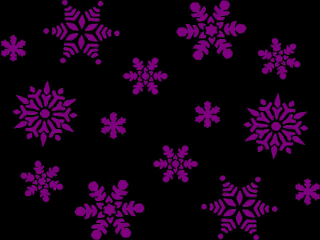 Pink Snowflakeson Black Background PNG Image