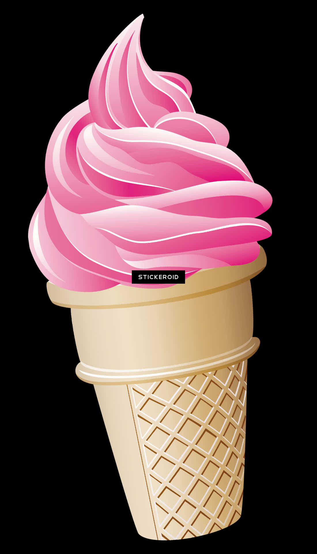 Pink Soft Serve Ice Cream Cone PNG Image