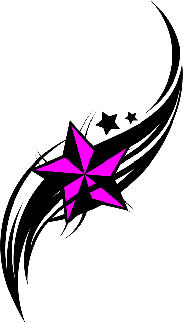 Pink Star Tattoo Design PNG Image