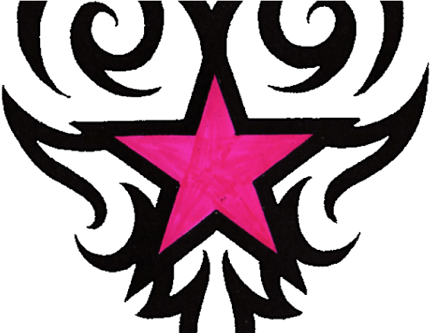 Pink Star Tribal Tattoo Design PNG Image