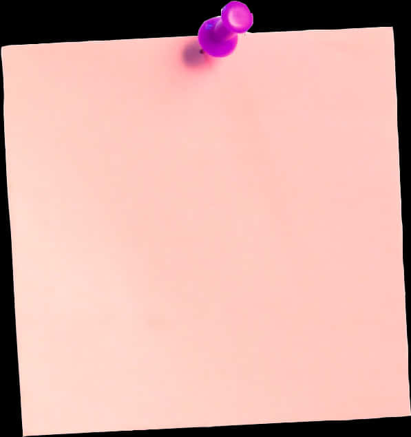 Pink Sticky Notewith Push Pin PNG Image