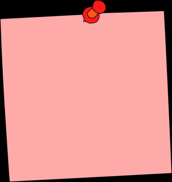 Pink Sticky Notewith Red Push Pin PNG Image