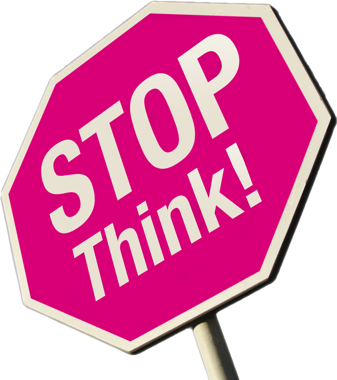 Pink Stop Think Sign PNG Image