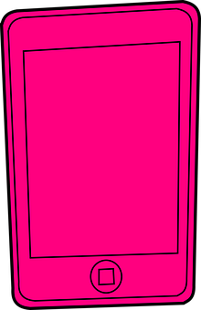 Pink Tablet Outline PNG Image