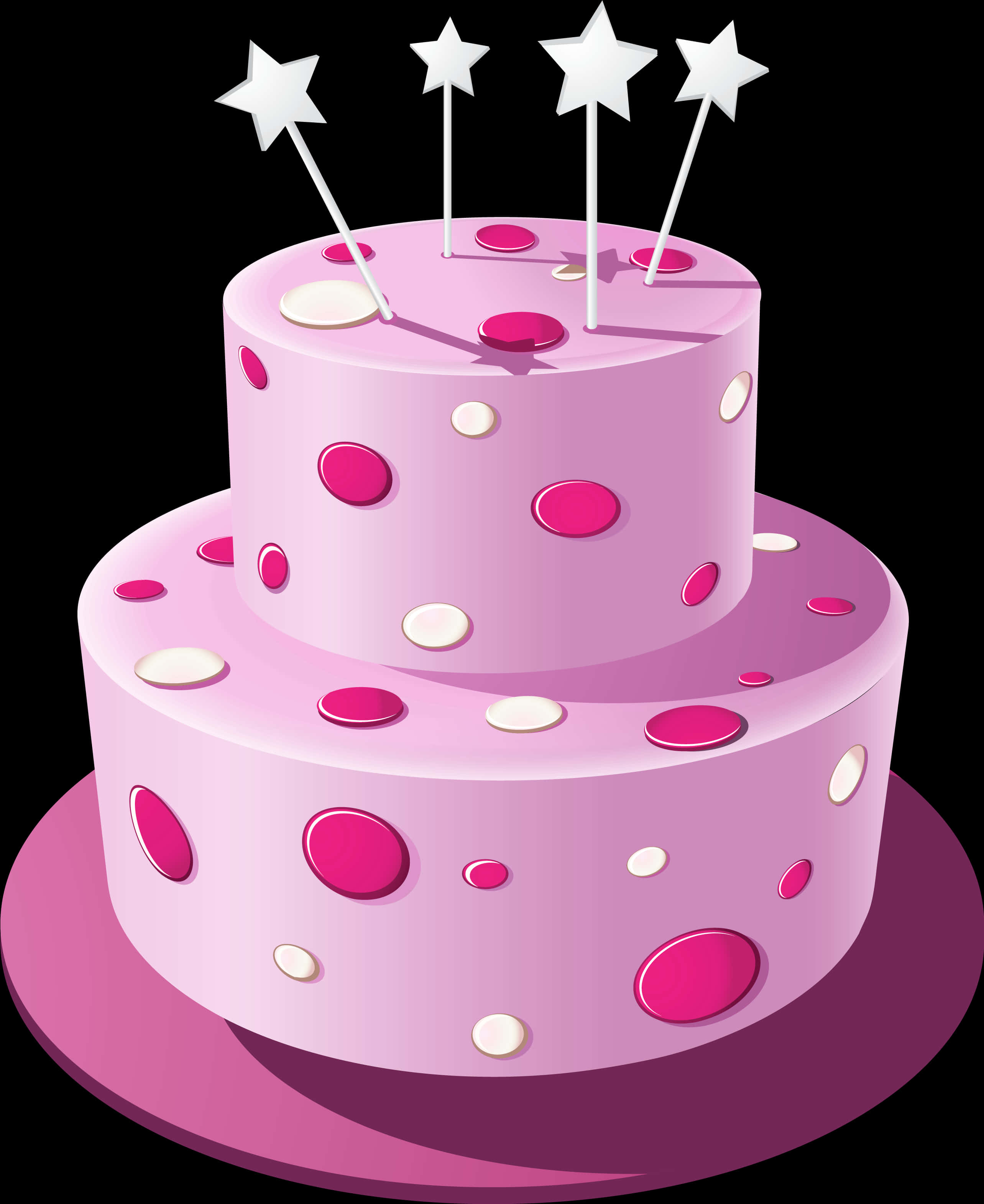 Pink Tiered Birthday Cakewith Stars PNG Image