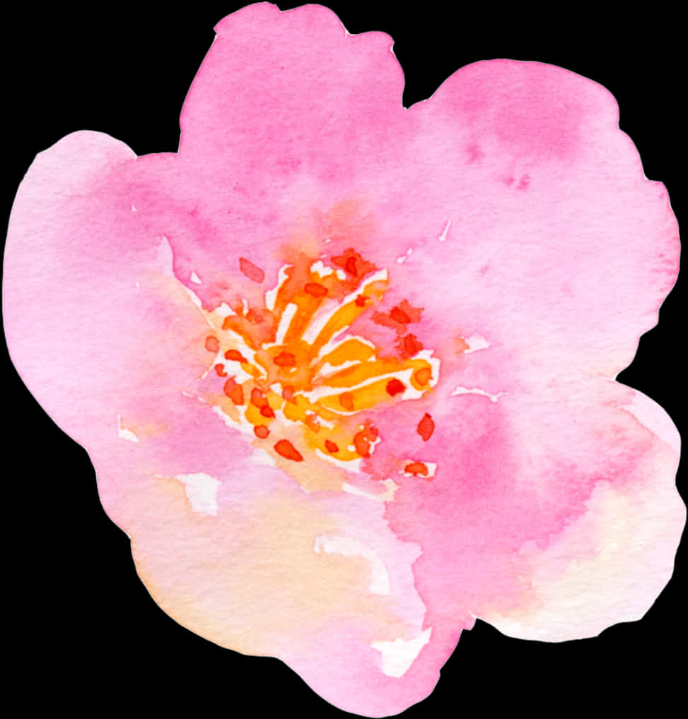 Pink Watercolor Flower Art PNG Image