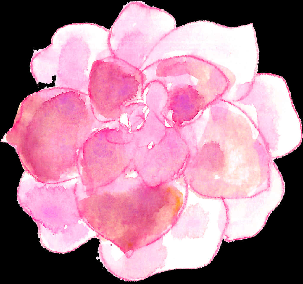 Pink Watercolor Flower Artwork PNG Image